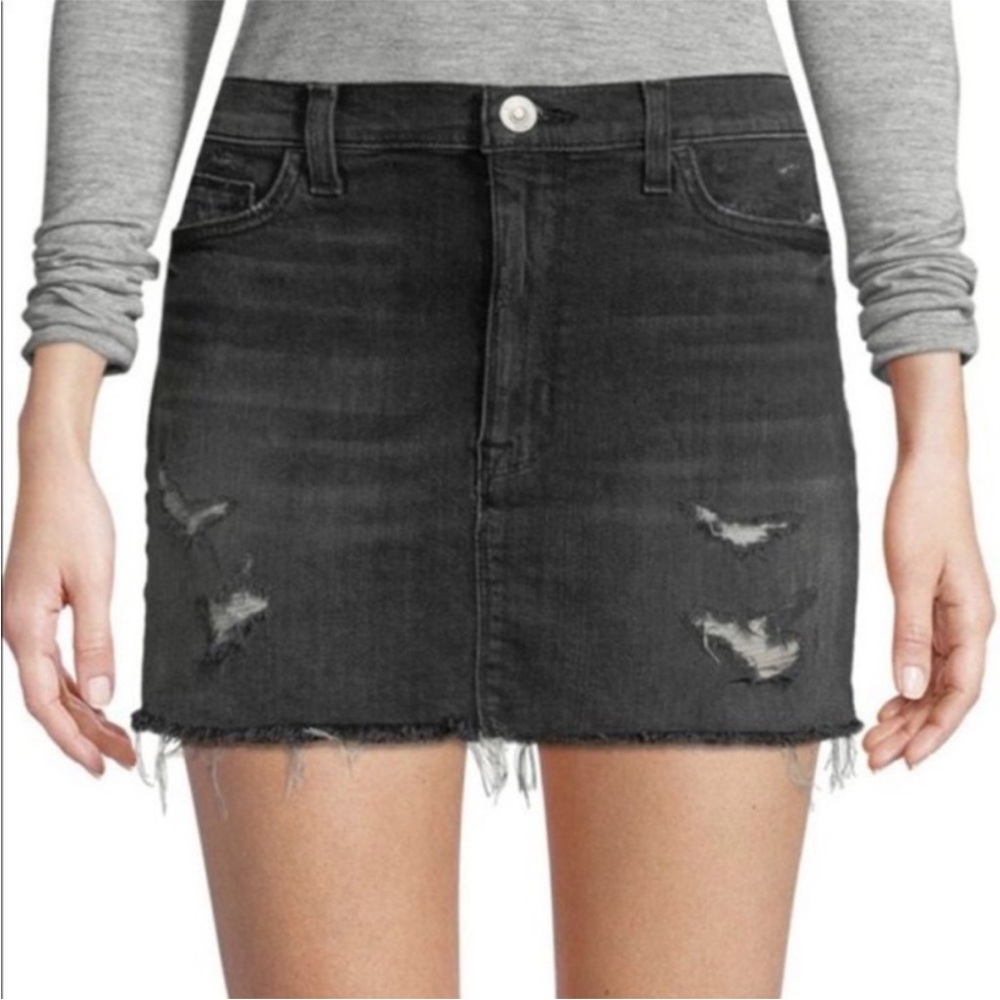 Hudson Jeans Distressed Black Denim Mini Skirt - 29 - Picture 1 of 5